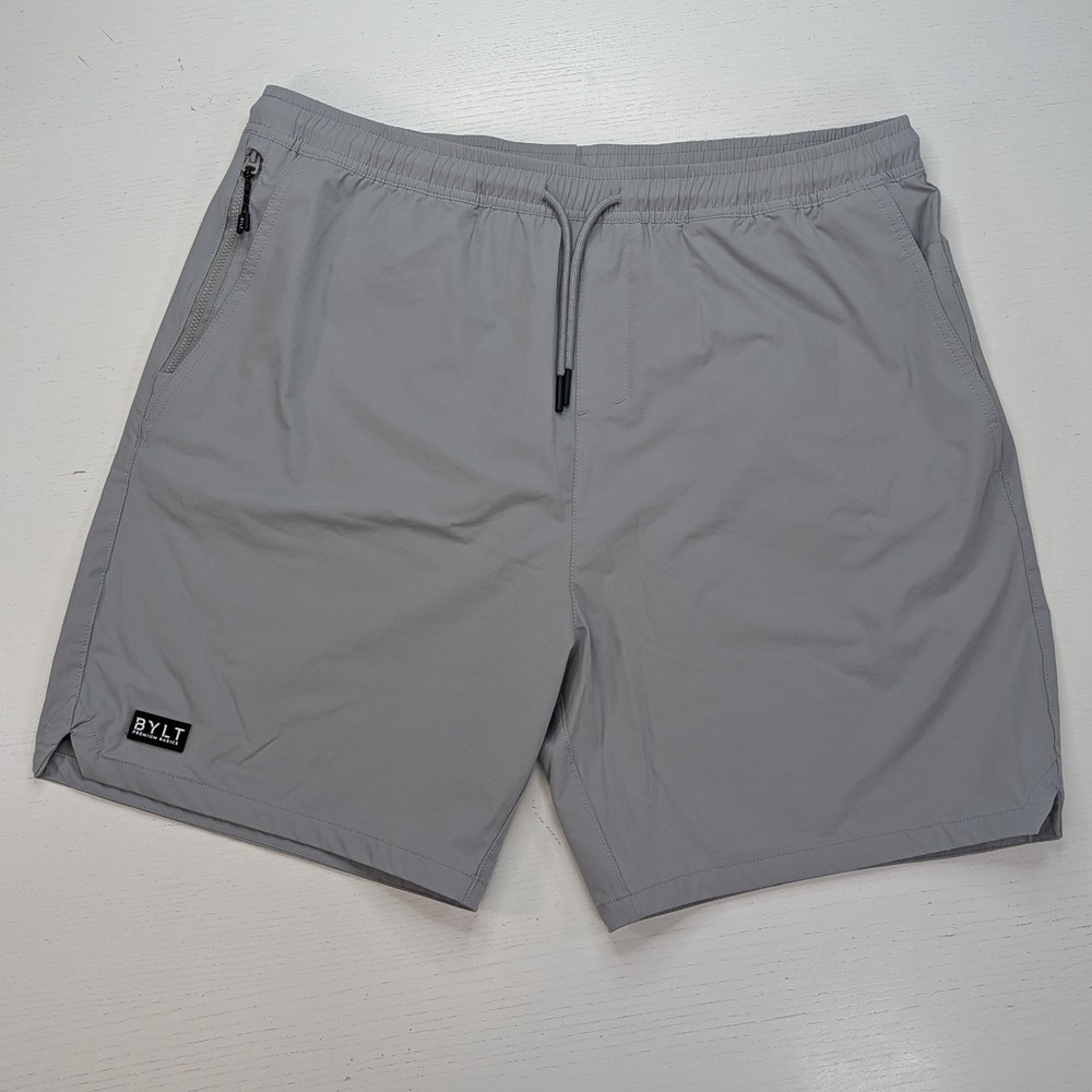 BYLT Premium Basics Coastal Shorts Mens XXL Fawn Gray 7 in Zip Pockets